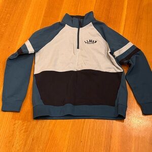 L.L. Bean Colorblock Zip Pullover Size Medium with Pockets Cozy Preppy Casual